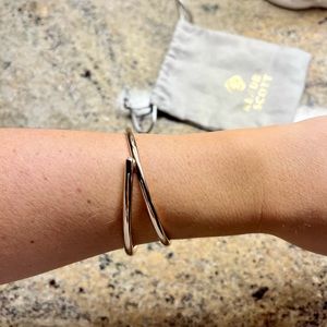 Rose Gold Kendra Scott double bangle with diamond studs.